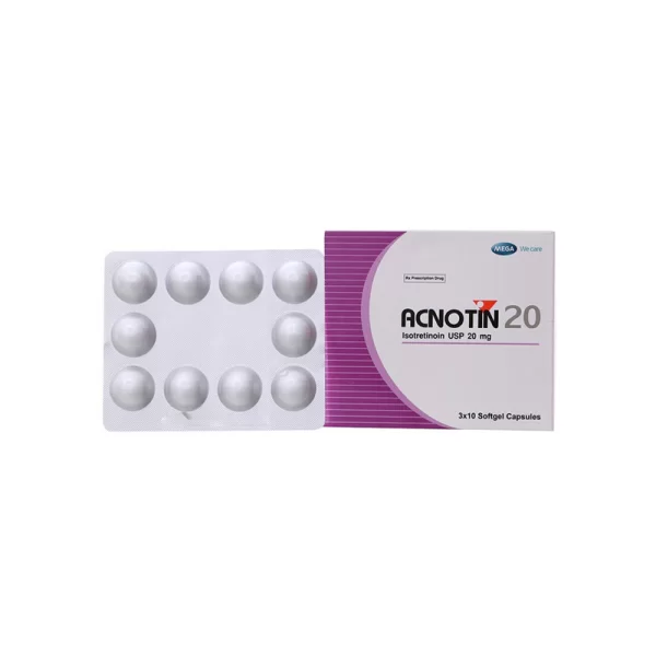 Acnotin 20mg (3 blisters x 10 softgel capsules/box)