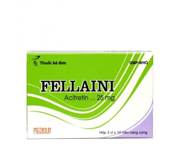 Thuốc điều trị vảy nến, vảy cá bẩm sinh Fellaini 25mg (3 vỉ x 10 viên/hộp)