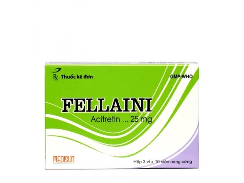 Thuốc điều trị vảy nến, vảy cá bẩm sinh Fellaini 25mg (3 vỉ x 10 viên/hộp)
