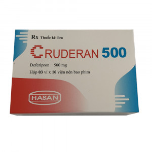 Thuốc điều trị thừa sắt do Thalassemia Cruderan 500mg (3 vỉ x 10 viên/hộp)