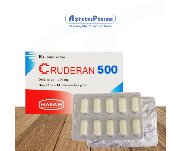 Thuốc điều trị thừa sắt do Thalassemia Cruderan 500mg (3 vỉ x 10 viên/hộp)