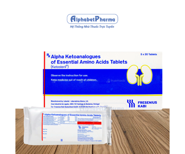 Thuốc điều trị suy thận Ketosteril 600mg (5 vỉ x 20 viên/hộp)