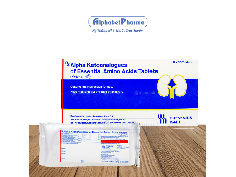 Thuốc điều trị suy thận Ketosteril 600mg (5 vỉ x 20 viên/hộp)