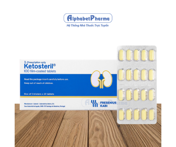 Thuốc điều trị suy thận Ketosteril Fresenius Kabi (5 vỉ x 20 viên/hộp)