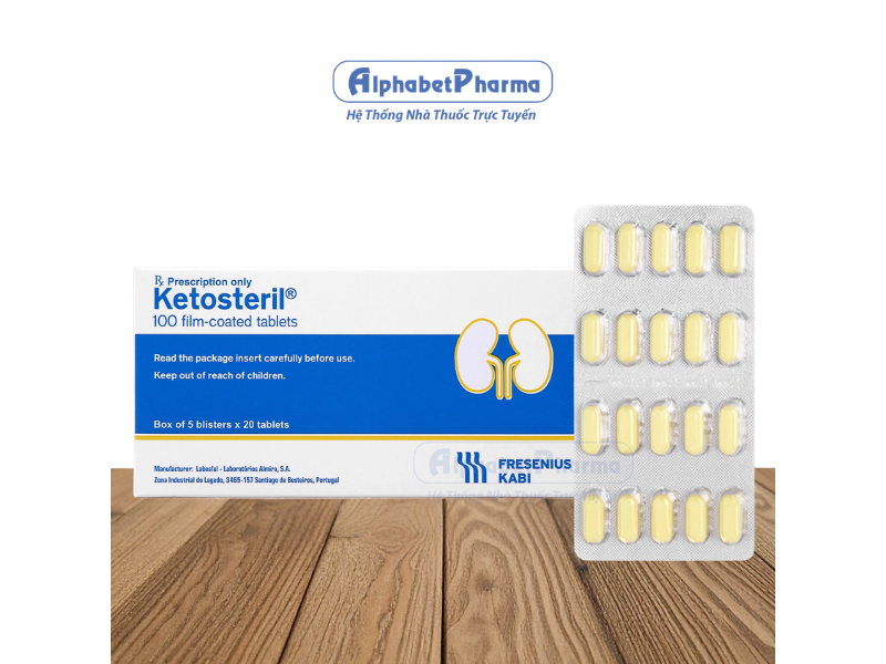 Thuốc điều trị suy thận Ketosteril Fresenius Kabi (5 vỉ x 20 viên/hộp)