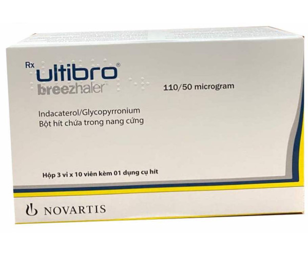 Thuốc điều trị giảm triệu chứng bệnh phổi tắc nghẽn mạn tính Ultibro Breezhaler 110/50mcg (3 vỉ x 10 viên/hộp)