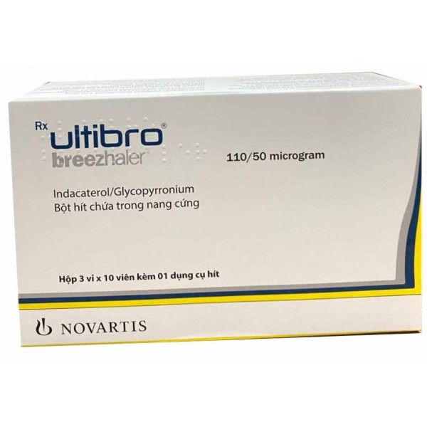 Thuốc điều trị giảm triệu chứng bệnh phổi tắc nghẽn mạn tính Ultibro Breezhaler 110/50mcg (3 vỉ x 10 viên/hộp)