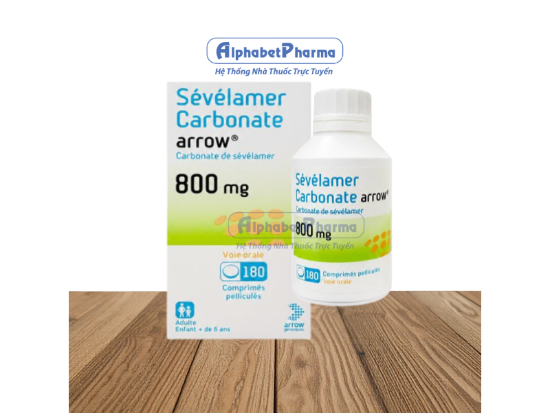 Thuốc kiểm soát Phospho ở bệnh nhân chạy thận Sevelamer Carbonate 800mg Arrow (180 viên/chai)