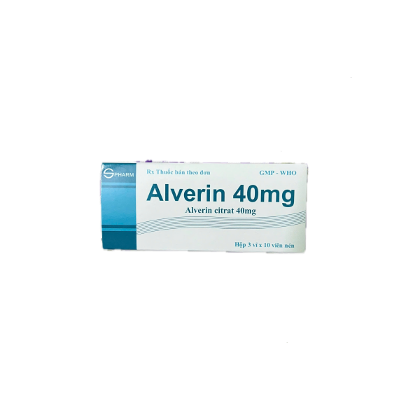 Thuốc chống co thắt Alverin 40mg S.Pharm (3 vỉ x 10 viên/hộp)