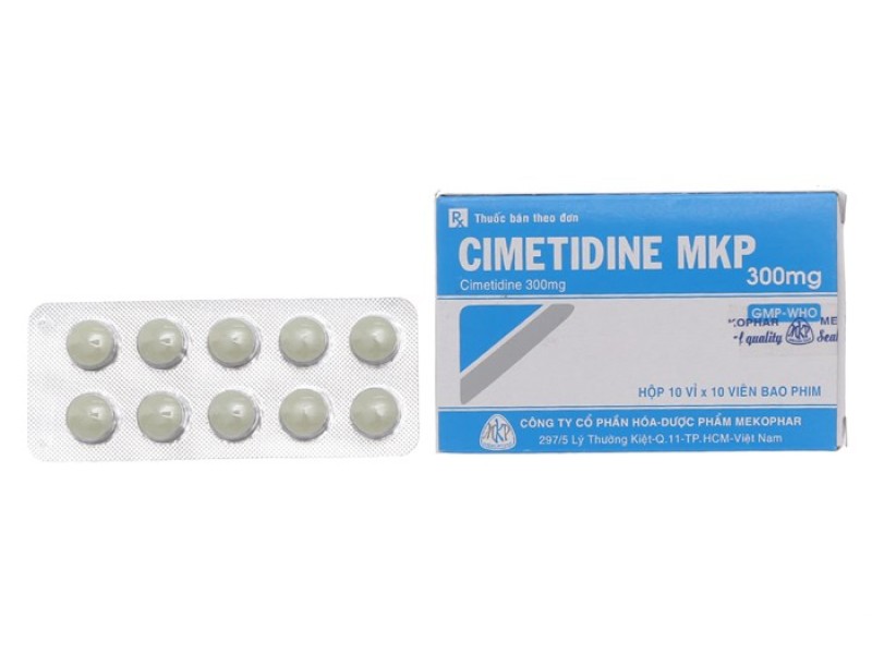 Thuốc trị loét dạ dày, tá tràng Cimetidine MKP 300mg (10 vỉ x 10 viên/hộp)