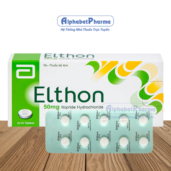 Thuốc trị chướng bụng, đau bụng trên, ợ nóng Elthon 50mg (2 vỉ x 10 viên/hộp)