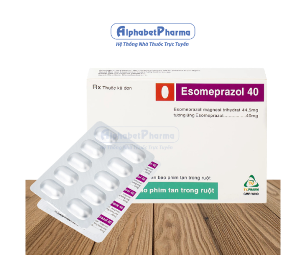 Thuốc trị loét dạ dày, tá tràng Esomeprazol 40mg Tv.Pharm (10 vỉ x 10 viên/hộp)