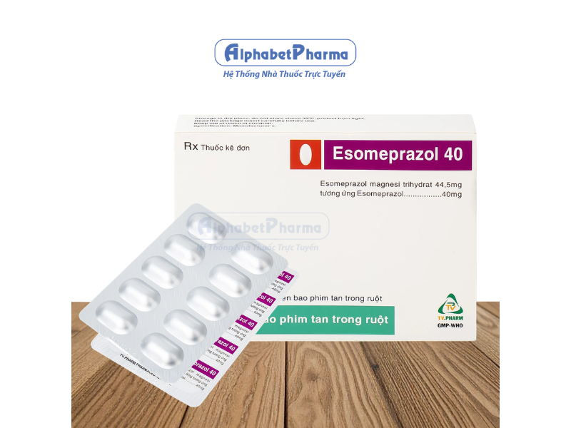 Thuốc trị loét dạ dày, tá tràng Esomeprazol 40mg Tv.Pharm (10 vỉ x 10 viên/hộp)