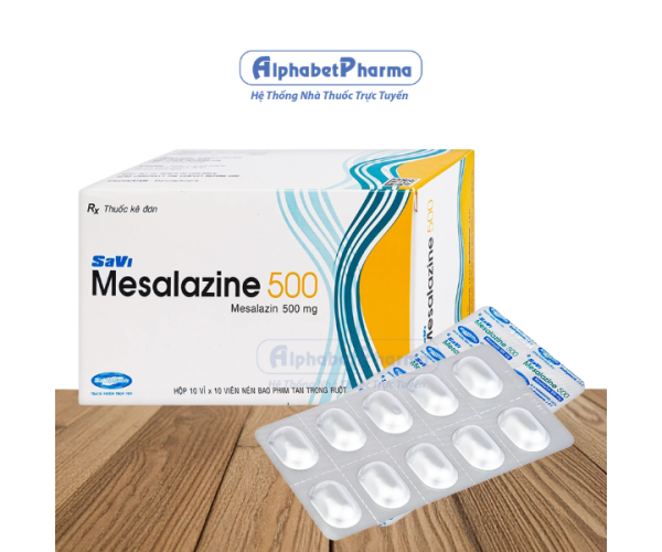 Thuốc điều trị viêm loét đại tràng Savi Mesalazine 500mg (10 vỉ x 10 viên/hộp)