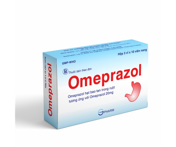 Thuốc điều trị viêm loét dạ dày tá tràng Omeprazol 20mg S.Pharm (3 vỉ x 10 viên/hộp)