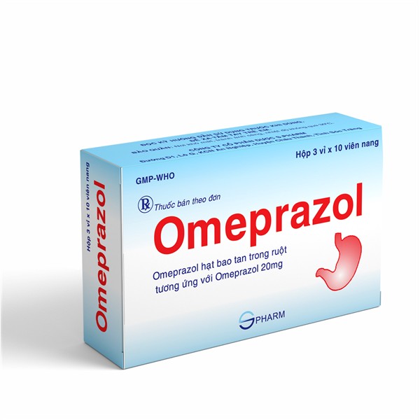 Thuốc điều trị viêm loét dạ dày tá tràng Omeprazol 20mg S.Pharm (3 vỉ x 10 viên/hộp)