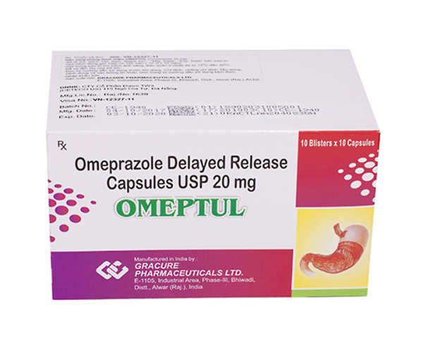 Thuốc điều trị viêm loét dạ dày tá tràng Omeptul 20mg (10 vỉ x 10 viên/hộp)