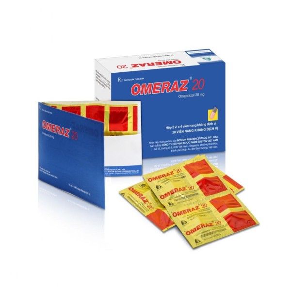 Thuốc điều trị viêm loét dạ dày tá tràng Omeraz 20mg (5 vỉ x 4 viên/hộp)