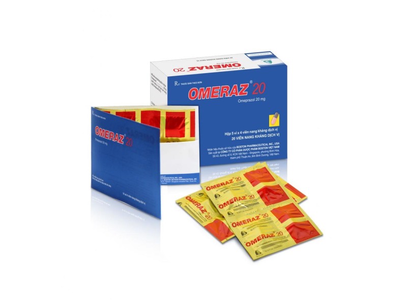 Thuốc điều trị viêm loét dạ dày tá tràng Omeraz 20mg (5 vỉ x 4 viên/hộp)