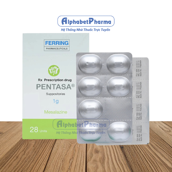 Viên đặt điều trị viêm loét đại tràng Pentasa 1g Suppositories (4 vỉ x 7 viên/hộp)