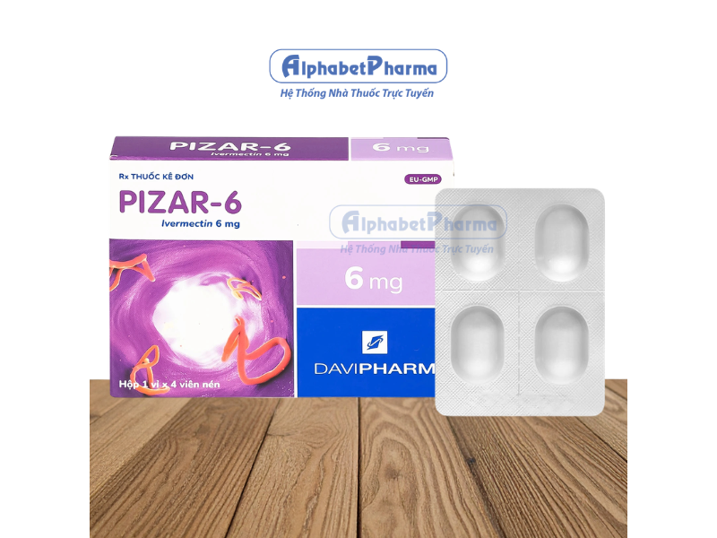 Thuốc trị ký sinh trùng Pizar 6mg (4 viên/hộp)