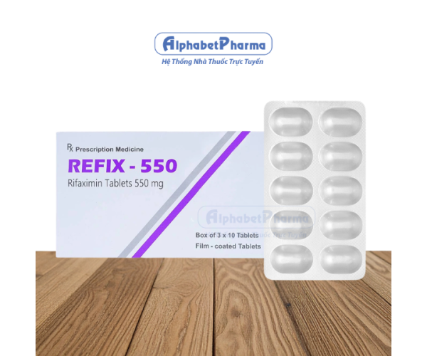 Thuốc điều trị chứng ruột kích thích với tiêu chảy Refix - 550 (3 vỉ x 10 viên/hộp)