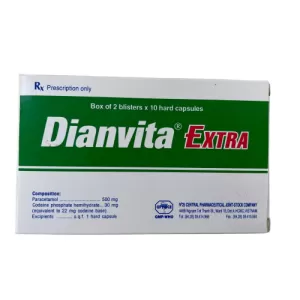Thuốc giảm đau, hạ sốt Dianvita Extra (2 vỉ x 10 viên/hộp)
