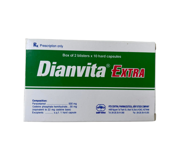 Thuốc giảm đau, hạ sốt Dianvita Extra (2 vỉ x 10 viên/hộp)