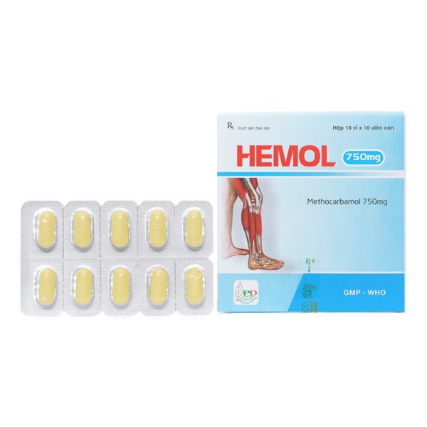 Thuốc giãn cơ Hemol 750mg (10 vỉ x 10 viên/hộp )