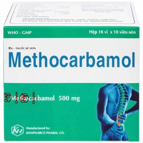  Thuốc giãn cơ Methocarbamol 500mg Khapharco (10 vỉ x10 viên/hộp)