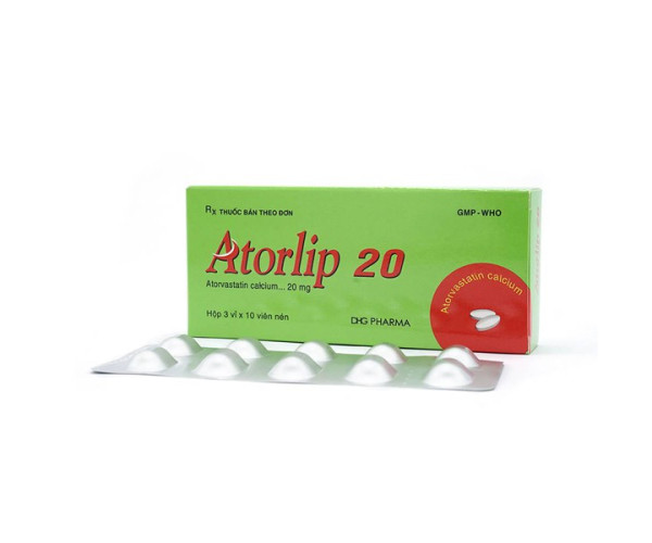 Thuốc trị mỡ máu Atorlip 20mg (3 vỉ x 10 viên/hộp)