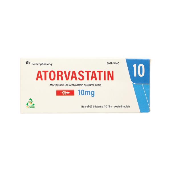 Thuốc trị mỡ máu Atorvastatin TV.Pharm 10mg (3 vỉ x 10 viên/hộp)