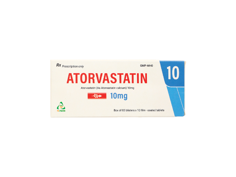 Thuốc trị mỡ máu Atorvastatin TV.Pharm 10mg (3 vỉ x 10 viên/hộp)