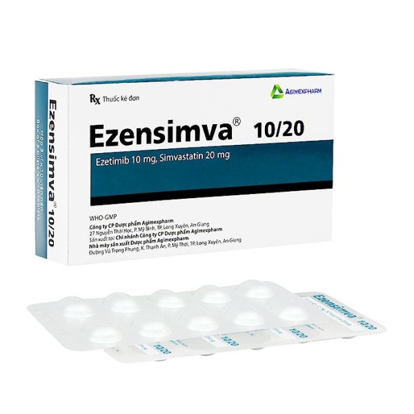Thuốc điều trị mỡ máu Ezensimva 10/20 (3 vỉ x 10 viên/hộp)