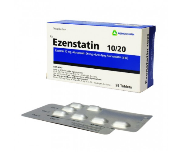 Thuốc điều trị mỡ máu Ezenstatin 10mg/20mg (4 vỉ x 7 viên/hộp) 