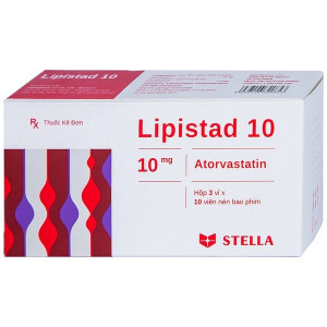 Thuốc điều trị tăng cholesterol máu Lipistad 10mg (3 vỉ x 10 viên/hộp)