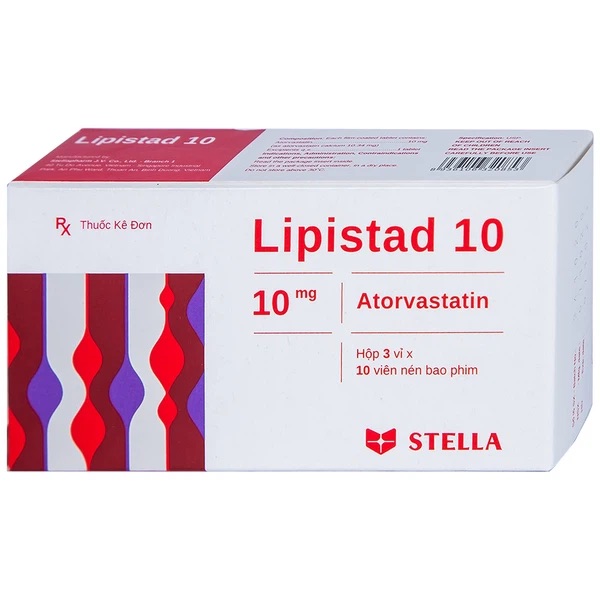 Thuốc điều trị tăng cholesterol máu Lipistad 10mg (5 vỉ x 10 viên/hộp)