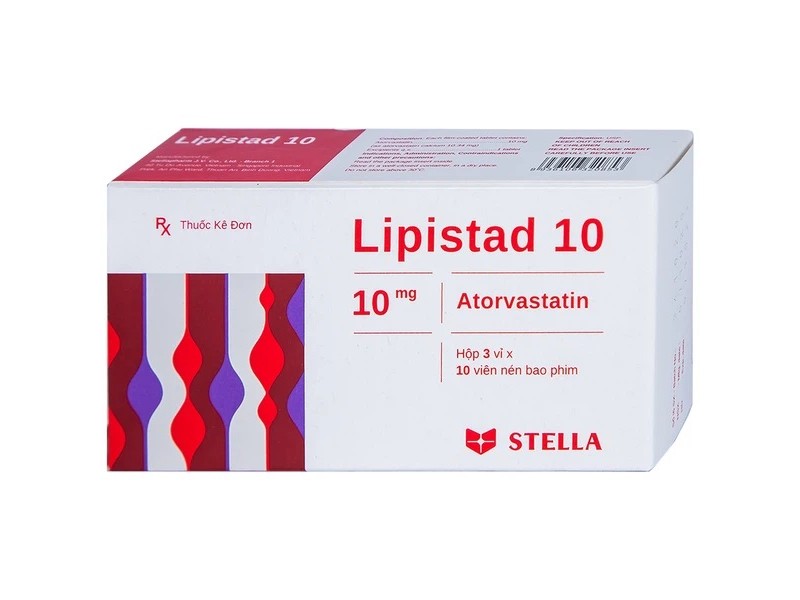 Thuốc điều trị tăng cholesterol máu Lipistad 10mg (5 vỉ x 10 viên/hộp)