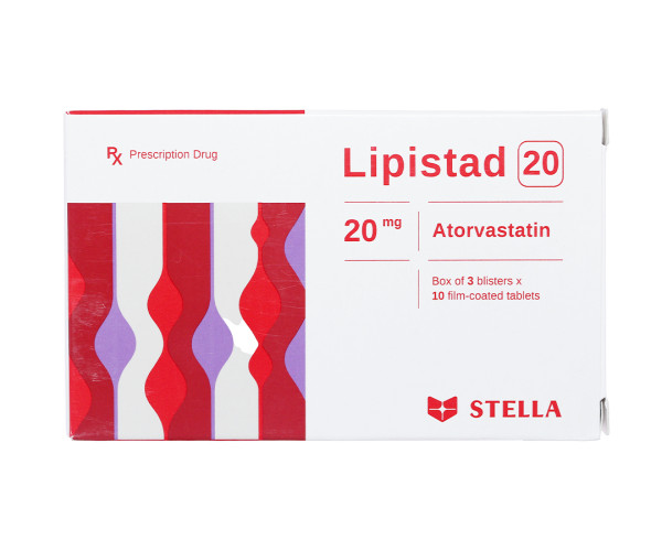 Thuốc điều trị tăng cholesterol máu Lipistad 20mg (3 vỉ x 10 viên/hộp)