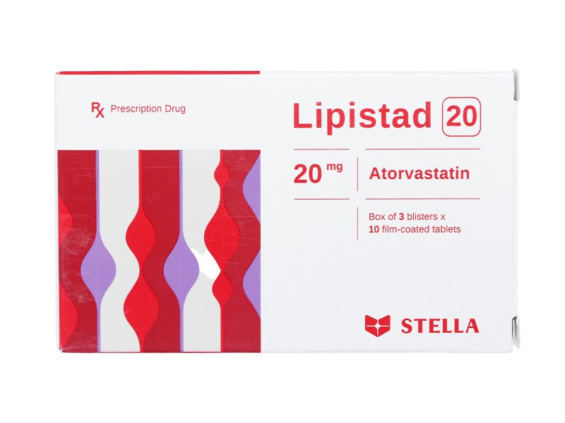 Thuốc điều trị tăng cholesterol máu Lipistad 20mg (3 vỉ x 10 viên/hộp)