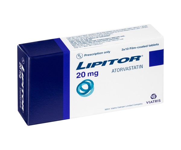 Thuốc điều trị tăng cholesterol máu Lipitor 20mg (3 vỉ x 10 viên/hộp)