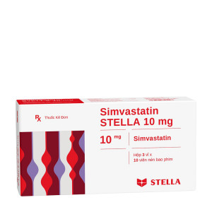 Thuốc trị mỡ máu Simvastatin Stella 10mg (3 vỉ x 10 viên/hộp)
