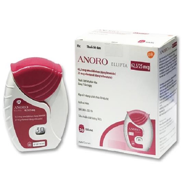 Thuốc điều trị bệnh phổi tắc nghẽn mạn tính  Anoro Ellipta 62.5/25mcg (30 liều)