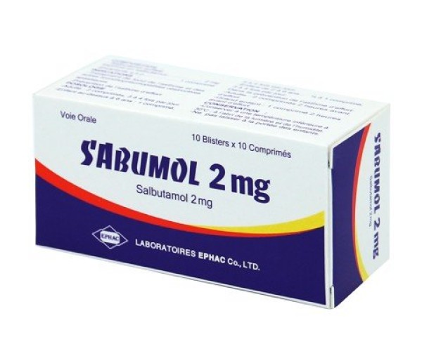 Thuốc trị hen suyễn Sabumol 2mg (10 vỉ x 10 viên/hộp)