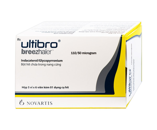 Thuốc điều trị duy trì tắt nghẽn phổi mãn tính Ultibro Breezhaler 110/50mcg (5 vỉ x 6 viên/hộp)