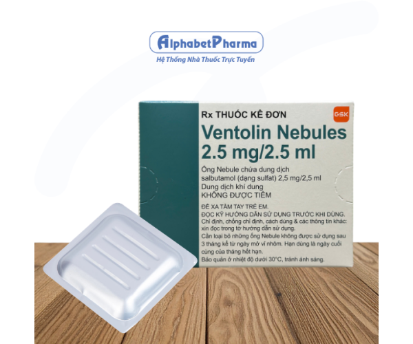 Dung dịch khí dung trị hen Ventolin Nebules 2.5mg (4 vỉ x 5 ống/hộp)
