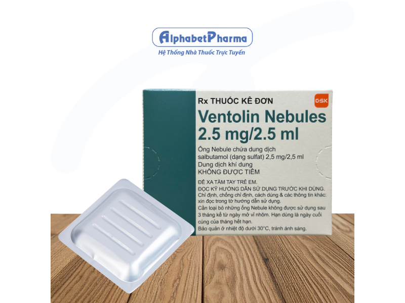 Dung dịch khí dung trị hen Ventolin Nebules 2.5mg (4 vỉ x 5 ống/hộp)