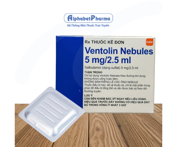 Dung dịch khí dung trị hen Ventolin Nebules 5mg (4 vỉ x 5 ống/hộp)