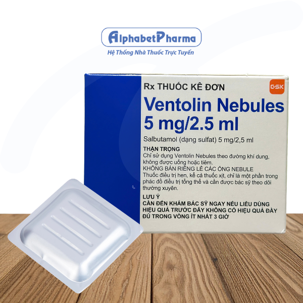 Dung dịch khí dung trị hen Ventolin Nebules 5mg (4 vỉ x 5 ống/hộp)
