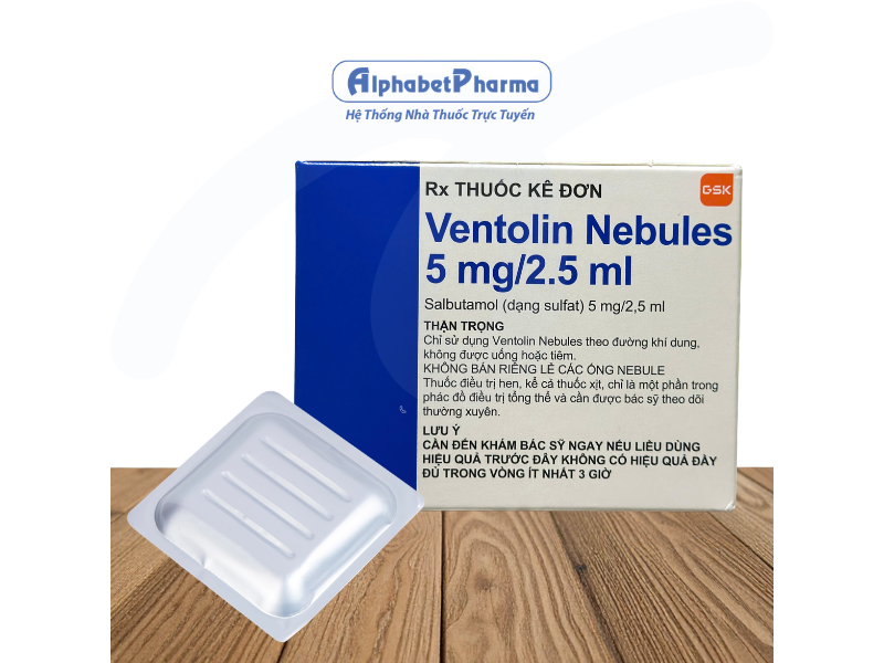 Dung dịch khí dung trị hen Ventolin Nebules 5mg (4 vỉ x 5 ống/hộp)
